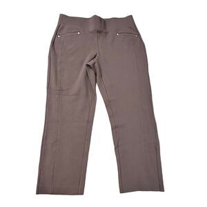 Anne Klein ~ Womens Tan Pull on pants ~ wide waistband ~ missing size tag